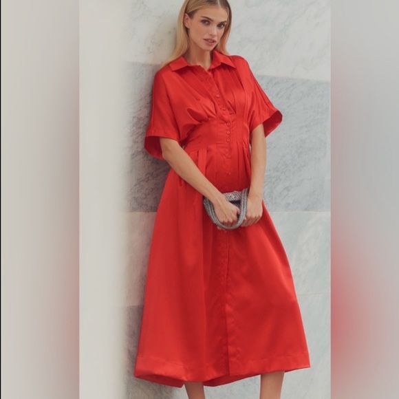 Anthropologie Dresses & Skirts - Anthropologie X Exquise Tobie Satin Shirt Dress Size Small NWT